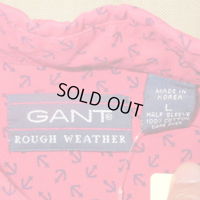画像3: USED 90's GANT ガント アンカー総柄 半袖シャツ RED / 230805 (3)