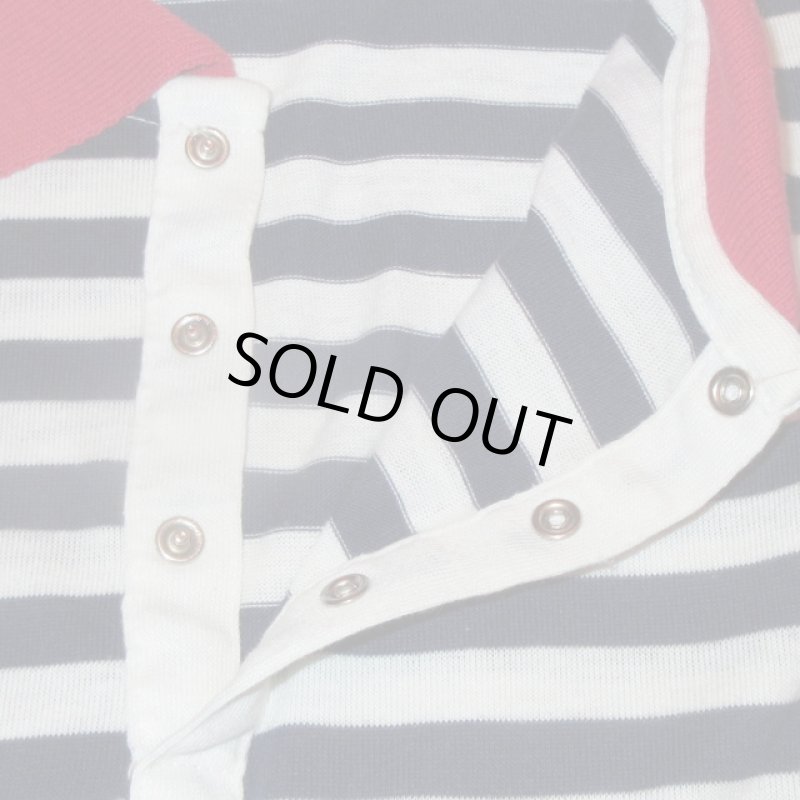 画像6: USED 80's Garan ボーダー アメリカ製 ポロシャツ WHT×NVY×RED / 230805 (6)