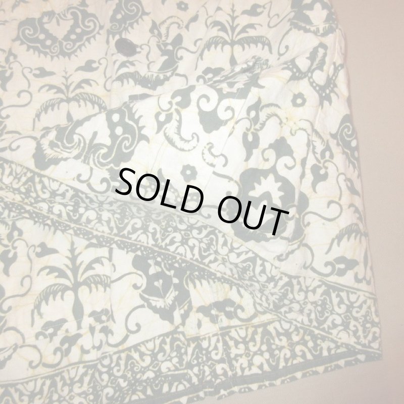 画像6: USED 70's UNKNOWN バティック ろうけつ染め サファリシャツ 半袖シャツ NAT×GRN / 230805 (6)