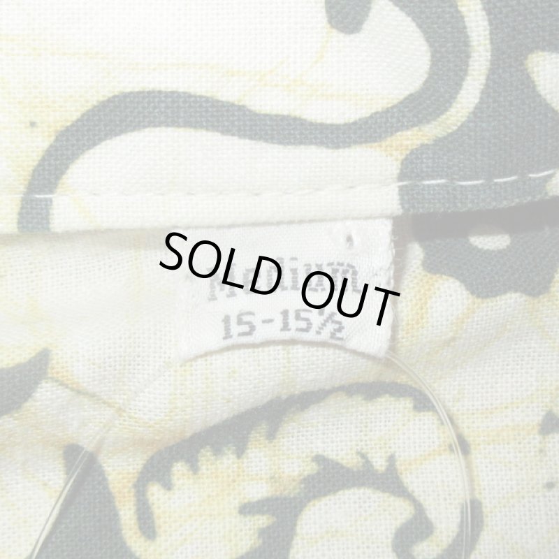 画像3: USED 70's UNKNOWN バティック ろうけつ染め サファリシャツ 半袖シャツ NAT×GRN / 230805 (3)