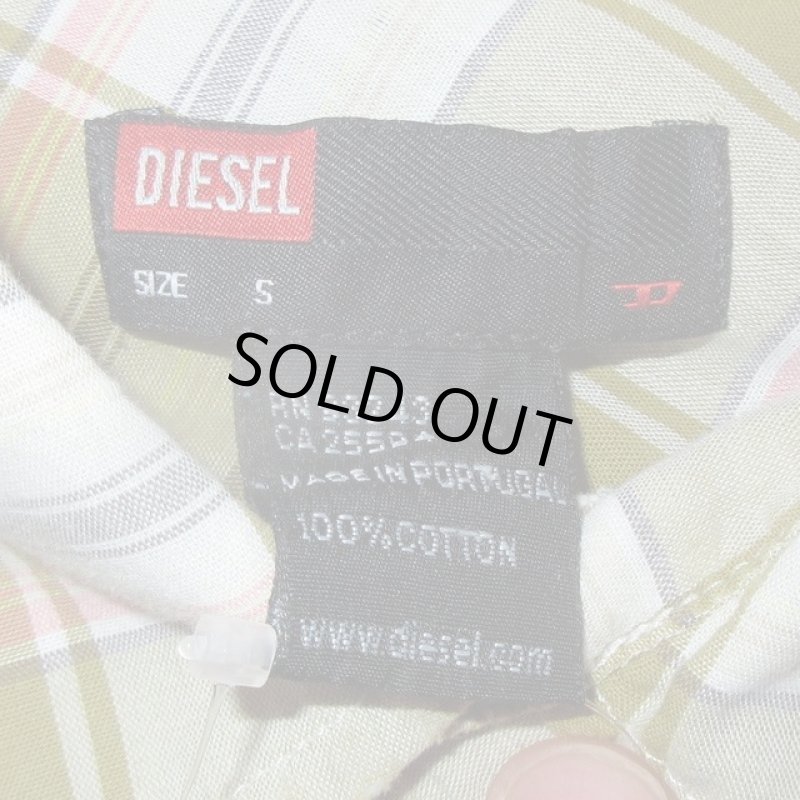 画像3: USED 00's DIESEL ディーゼル ペイズリープリント チェック 半袖シャツ GRN / 230805 (3)