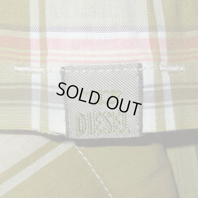 画像7: USED 00's DIESEL ディーゼル ペイズリープリント チェック 半袖シャツ GRN / 230805 (7)