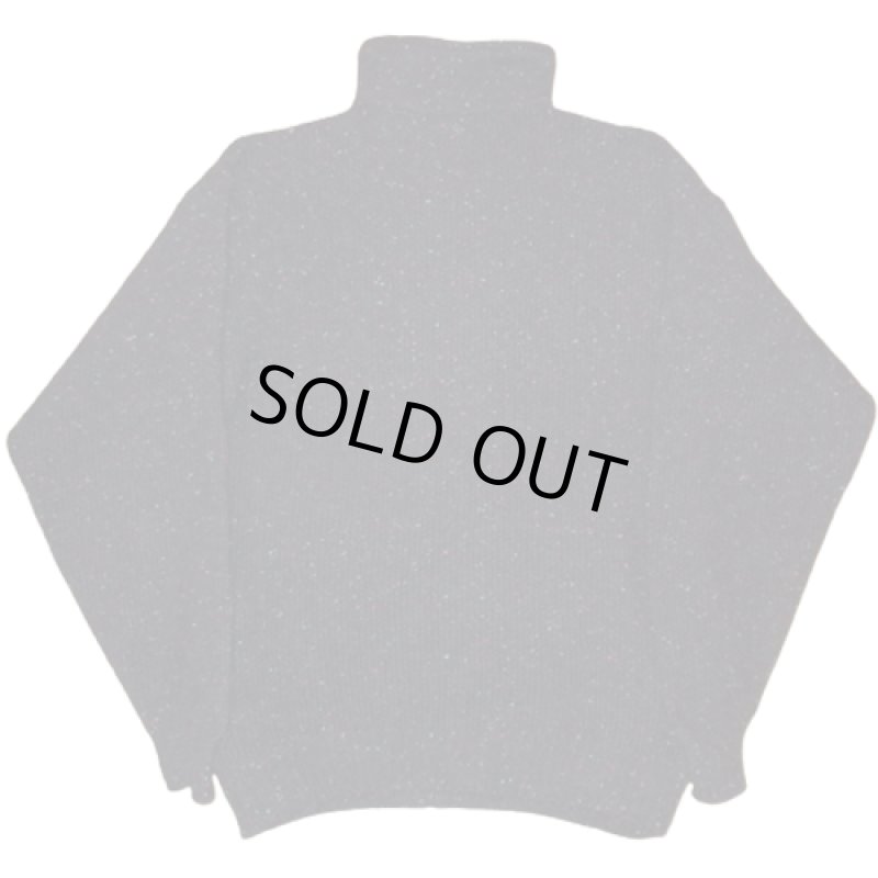 画像2: USED 80's REI アールイーアイ エルボーパッチ ハーフジップ カラーネップ ウール ニットセーター NVY  / 231113 (2)