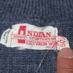 画像3: USED 50's INDIAN BRAND SPORTSWEAR インディアン ニットカーディガン ウールセーター TALON ジップ NVY  / 240115 (3)