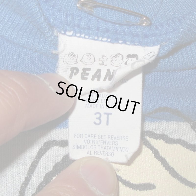 画像3: USED 80's キッズ古着 PEANUTS ピーナッツ USA製 チャーリーブラウン ボーダー スウェット BLUE×GRY / 240325 (3)