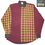 画像1: USED 90's DERBY SPORTING タータンチェック クレイジーパターン BDシャツ MIX / 240312 (1)