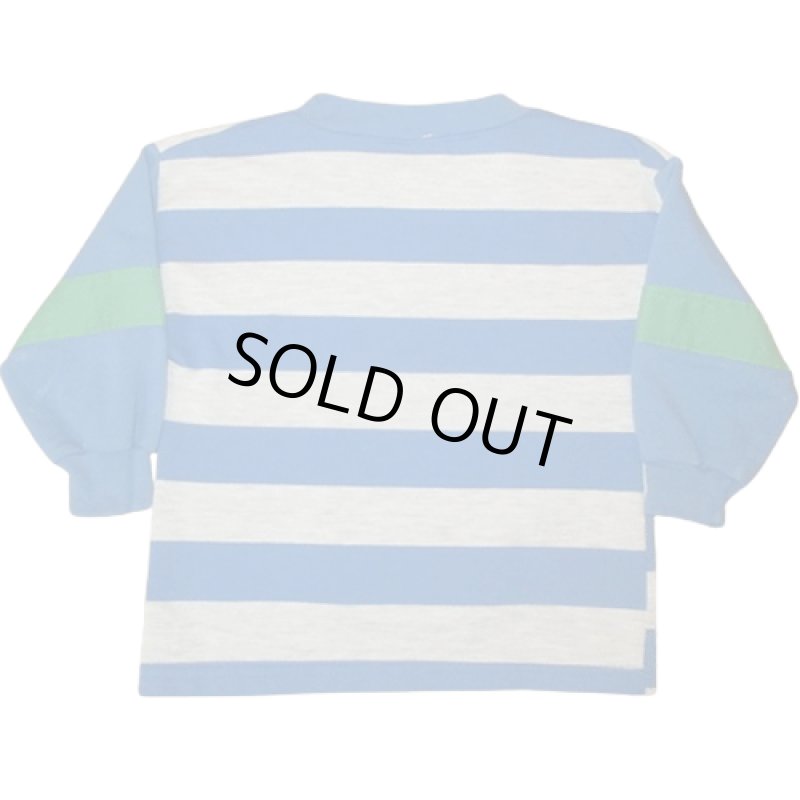 画像2: USED 80's キッズ古着 PEANUTS ピーナッツ USA製 チャーリーブラウン ボーダー スウェット BLUE×GRY / 240325 (2)