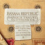 画像3: USED 80's BANANA REPUBLIC バナナリパブリック SAFARI&TRAVEL 切手柄 半袖シャツ YEL / 240611 (3)