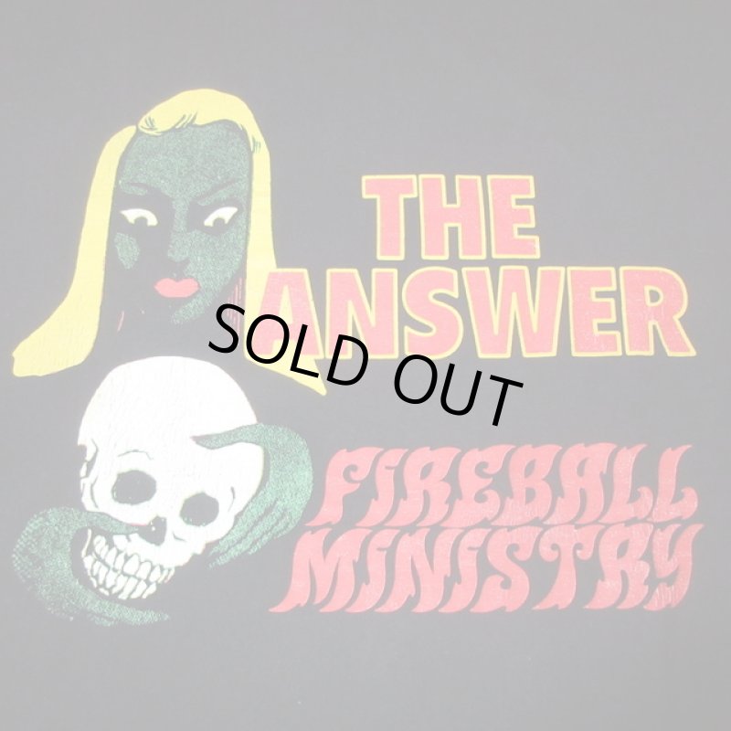 画像1: USED 00's FIREBALL MINISTRY ファイヤーボールミニストリー THE ANSWER ストーナーロック Tシャツ BLK / 240611 (1)