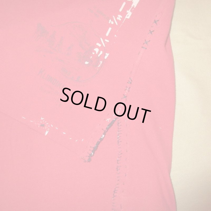 画像8: USED 90's RALPH LAUREN ラルフローレン ネイティヴプリント リペア加工 鹿の子 ポロシャツ RED / 240808 (8)