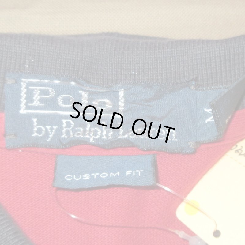 画像3: USED 90's RALPH LAUREN ラルフローレン ネイティヴプリント リペア加工 鹿の子 ポロシャツ RED / 240808 (3)