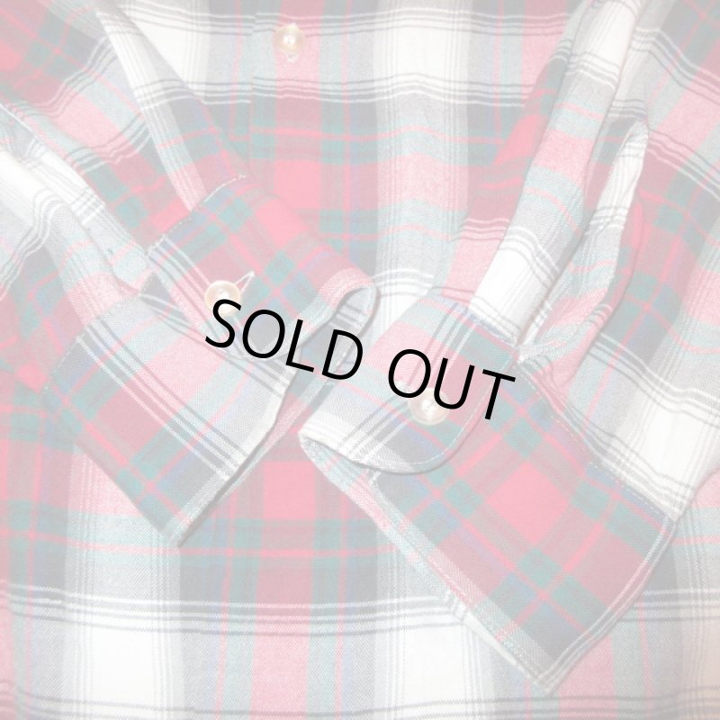 画像7: USED 60's arrow アロー HUNTER CHECKS ハンターチェック オンブレ レーヨンシャツ CHK / 240924 (7)