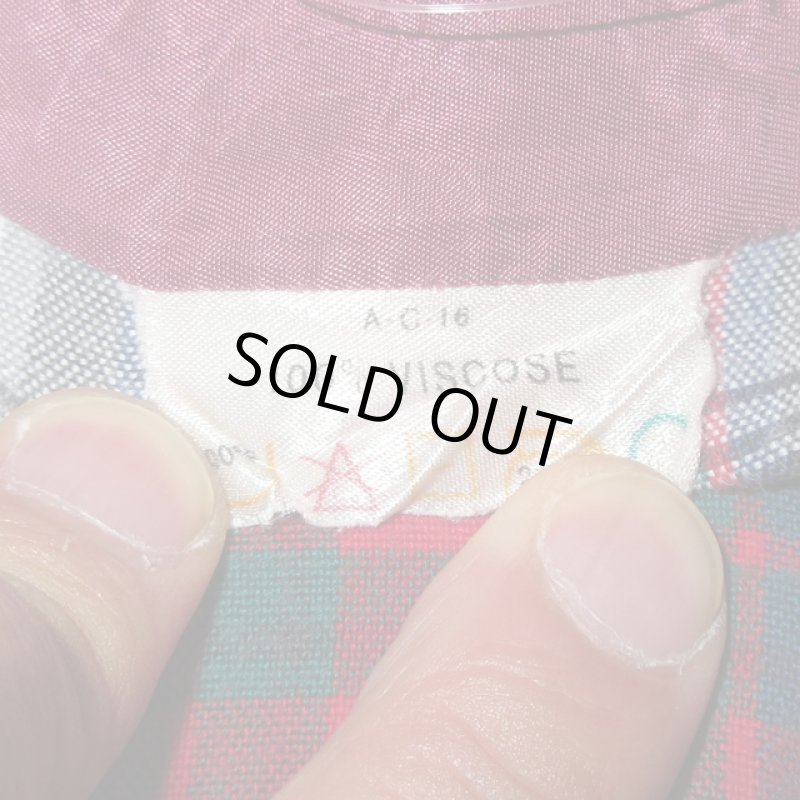 画像4: USED 60's arrow アロー HUNTER CHECKS ハンターチェック オンブレ レーヨンシャツ CHK / 240924 (4)