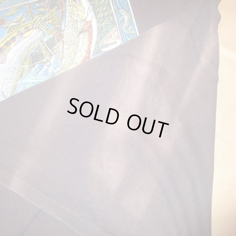 画像7: USED 90's RAY TROLL レイトロール フィッシング アート Tシャツ BLK サンフェード / 241029 (7)