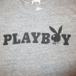 画像1: USED 70's PLAYBOY プレイボーイ ロゴ レーヨン混 Tシャツ 霜降りGRY / 250303 (1)