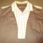 画像4: USED 60's UNKNOWN ロカビリー チェック切替 プルオーバー 半袖シャツ BRW / 250515  (4)