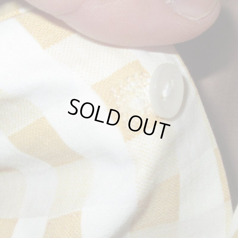 画像9: USED 60's UNKNOWN ロカビリー チェック切替 プルオーバー 半袖シャツ BRW / 250515  (9)