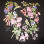画像1: USED 90's FUCHSIAS＆HUMMINGBIRDS ハミングバード ハチドリ 動物 Tシャツ BLK / 250610 (1)