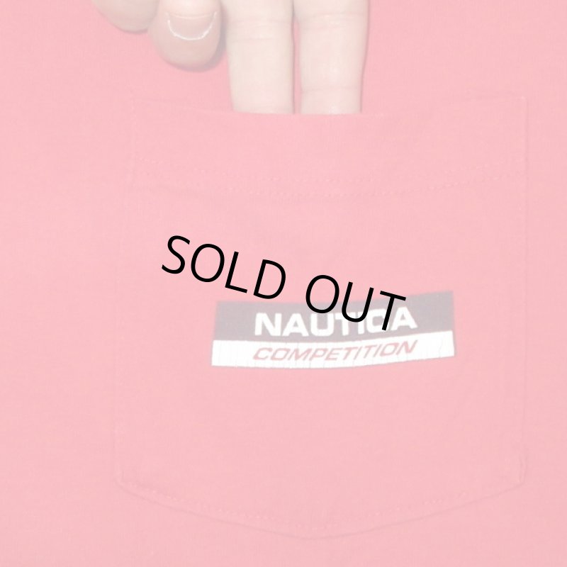 画像4: USED 90's NAUTICA ノーティカ COMPETITION USA製 胸ポケ Tシャツ RED / 250610 (4)