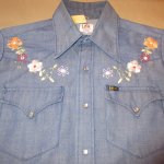 画像5: USED 70's Lee リー 花柄刺繍 ヒッピー シャンブレーシャツ 長袖シャツ BLUE / 250701 (5)