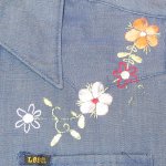 画像7: USED 70's Lee リー 花柄刺繍 ヒッピー シャンブレーシャツ 長袖シャツ BLUE / 250701 (7)