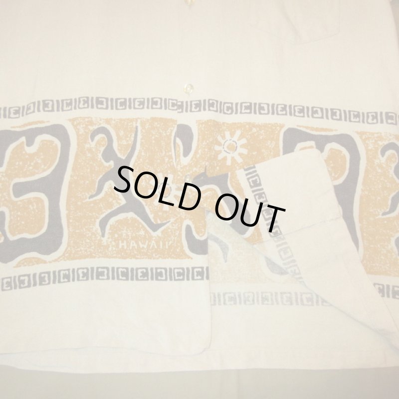 画像5: USED 70's Reef リーフ ハワイ製 プリント レーヨン ハワイアンシャツ 半袖シャツ BEI / 250702 (5)