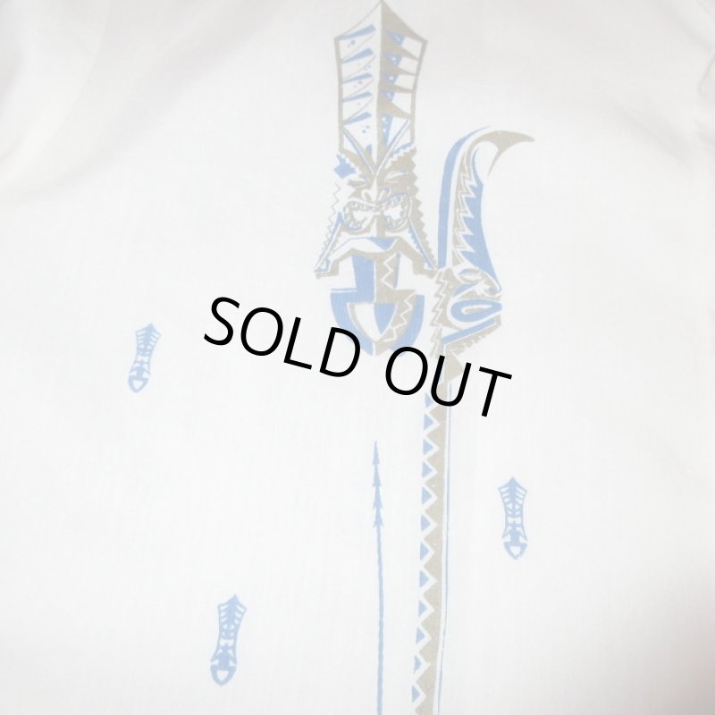 画像5: USED 70's Reef IOLANI イオラニ ハワイ製 ティキプリント ハワイアンシャツ 半袖シャツ WHT / 250702 (5)