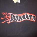 画像1: USED 00's BELVEDERE ベルヴェデーレ フレームロゴ ハードコアパンク Tシャツ BLK / 250707 (1)
