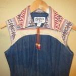 画像4: USED 70's OOPS CALIFORNIA ウップス ヒッピー レディース デニム ジャンプスーツ NVY / 250805 (4)