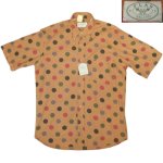 画像1: DEADSTOCK 80's FLAG DAL 1973 イタリア製 紙タグ付き ドット柄 BD 半袖シャツ BRW / 250515  (1)