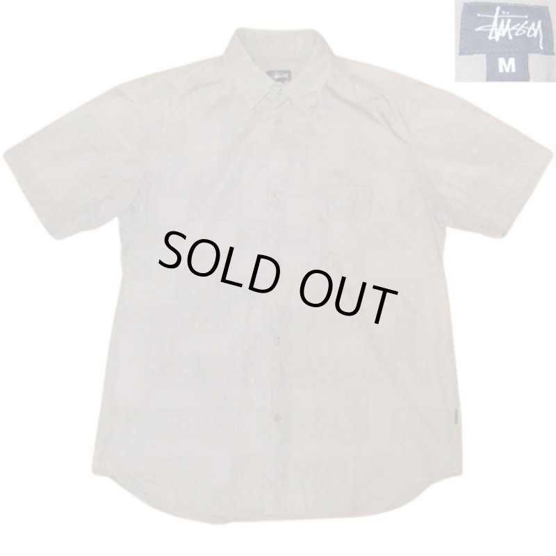画像1: USED 90's STUSSY ステューシー アメリカ製 ダイス サイコロ 半袖シャツ GRY / 250515 (1)