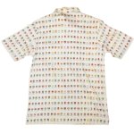 画像2: USED 80's REYN SPOONER レインスプーナー 乳首タグ 国旗柄 半袖 ポロシャツ WHT / 250515  (2)