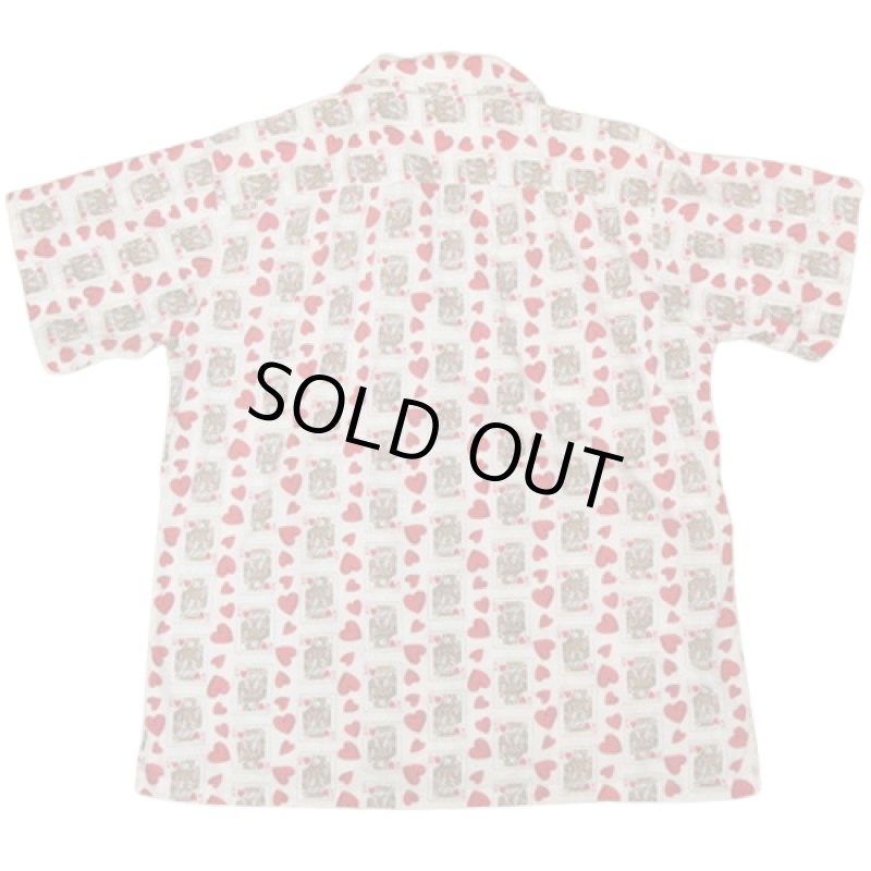 画像2: USED 60's ARROW アロー ハート トランプ 総柄 オープンカラー 半袖シャツ コットン WHT / 250515  (2)