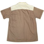 画像2: USED 60's UNKNOWN ロカビリー チェック切替 プルオーバー 半袖シャツ BRW / 250515  (2)