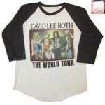 画像1: USED 80's DAVID LEE ROTH デイヴリーロス WORLD TOUR ラグラン ７分袖 Tシャツ WHT×BLK / 250620 (1)