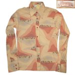 画像1: USED 70's MANCHESTER SHIRT CO CALIFORNIA シルクロード ラクダ 総柄 ポリシャツ MIX / 250701 (1)