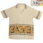画像1: USED 70's Reef リーフ ハワイ製 プリント レーヨン ハワイアンシャツ 半袖シャツ BEI / 250702 (1)