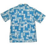 画像2: USED 70's DUKE KAHANAMOKU by CATALINA デュークカハナモク アメリカ製 全面プリント ハワイアンシャツ 半袖シャツ BLUE / 250702 (2)
