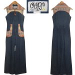 画像1: USED 70's OOPS CALIFORNIA ウップス ヒッピー レディース デニム ジャンプスーツ NVY / 250805 (1)