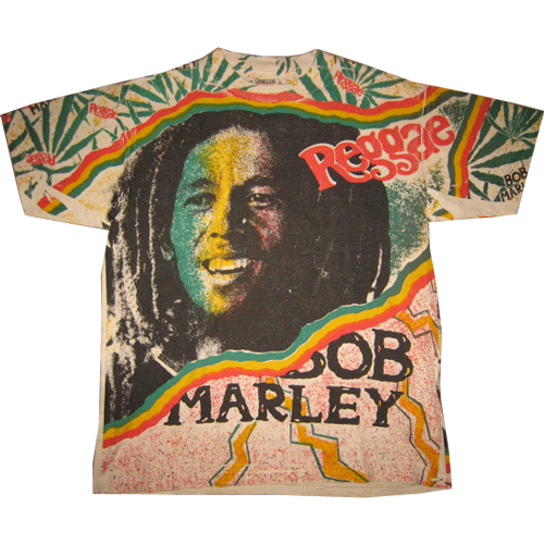 画像1: 【過去に販売した商品です】古着 BOB MARLEY ボブマーリー 総柄 Tシャツ USA製 80's/120628 (1)