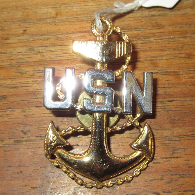 画像1: U.S.NAVY アメリカ海軍 ブローチ アンカー アンティーク /160205 (1)
