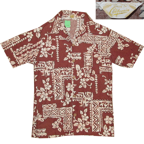 格安中古☆ALOHA Made in California 半袖 アロハシャツ レーヨン USA製 パイナップル 黄系 M☆ Mサイズ