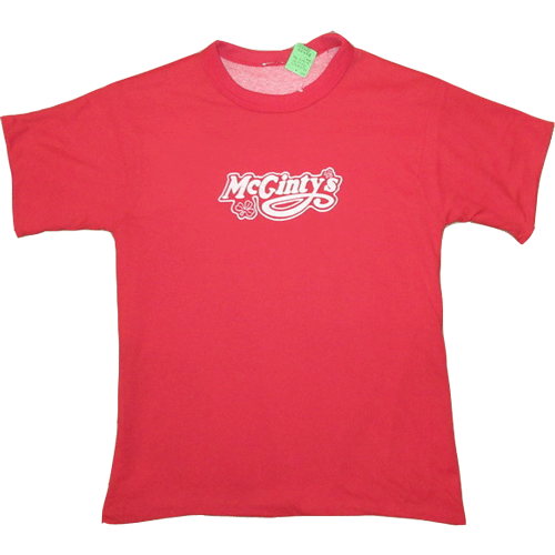 画像1: 古着 80's UNKNOWN McGINTY'S アイリッシュパブ Wフェイス リバーシブル Tシャツ RED / 180804 (1)