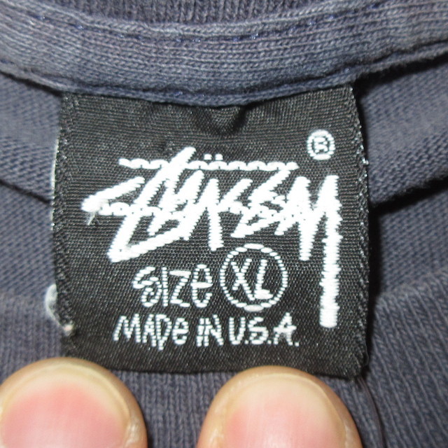 古着 80's STUSSY ステューシー HEAVY METAL 黒タグ Tシャツ NVY / 190318