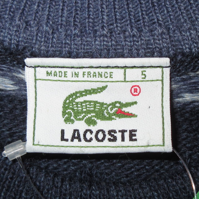 古着 90's LACOSTE ラコステ フレンチラコステ 3D ウールニット セーター BLUE / 191031