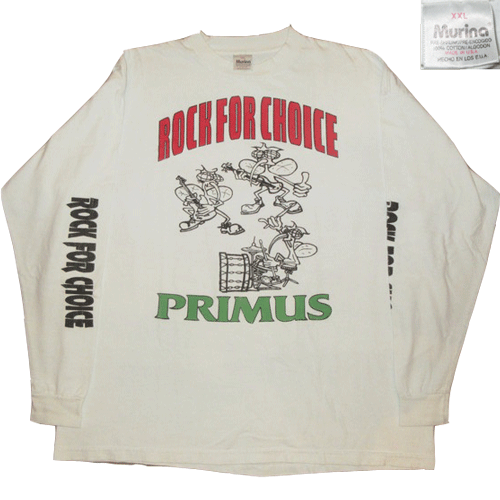 画像1: 【過去に販売した商品/在庫なし/SOLD OUT】古着 ROCK FOR CHOICE 1995 PRIMUS ロングスリーブ Tシャツ WHT 90's / 200411 (1)