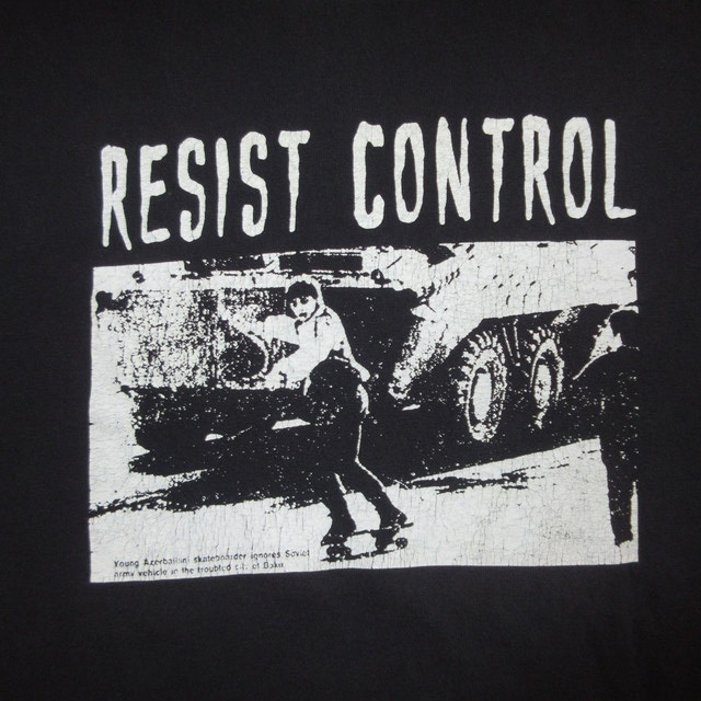 古着 90's SKULLSKATES スカルスケーツ RESIST CONTROL Tシャツ BLK / 200610