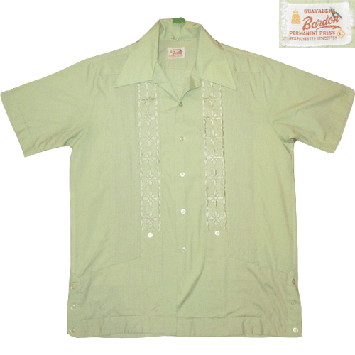 シャツ　vintage　黄緑　薄緑　グリーン　キューバシャツ