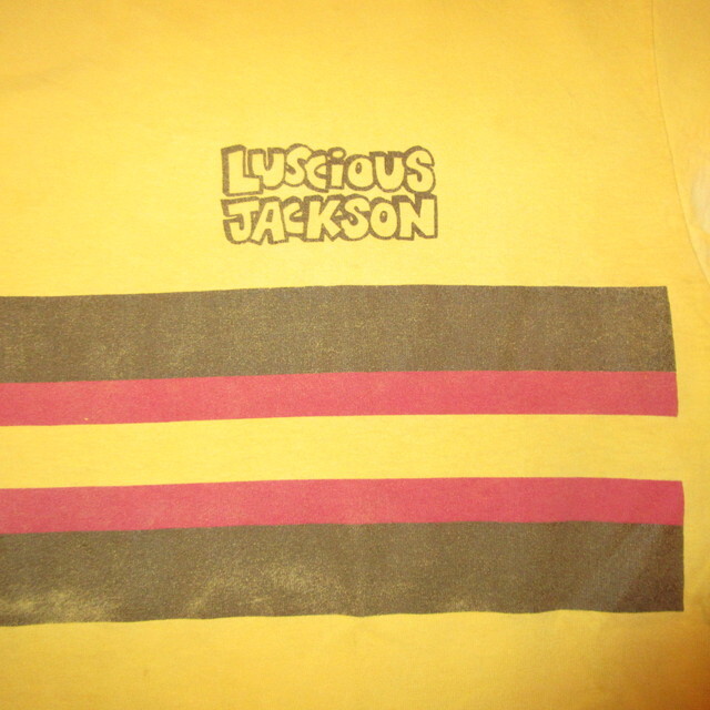 画像1: USED 90's LUSCiOUS JACKSON ルシャスジャクソン ボーダー Tシャツ YEL / 210101 (1)