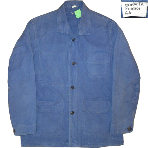 USED 70's フレンチ ユーロ ワークジャケット カバーオール BLUE / 210321